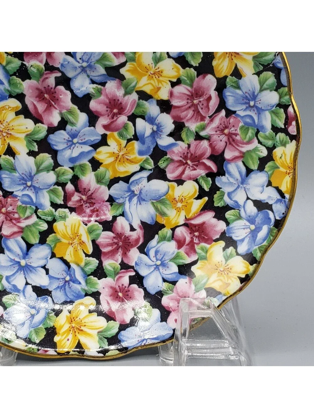 Vtg Radfords Teacup & Saucer Chintz Bone China England 8561 Pink Blue Yellow